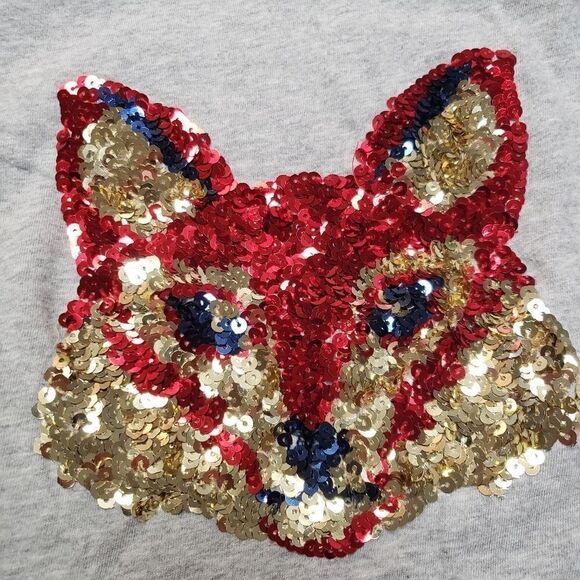 Crazy 8 Kids Sequin Fox Gray Long Sleeve pullover Shirt, Small 5-6 - Picture 5 of 13